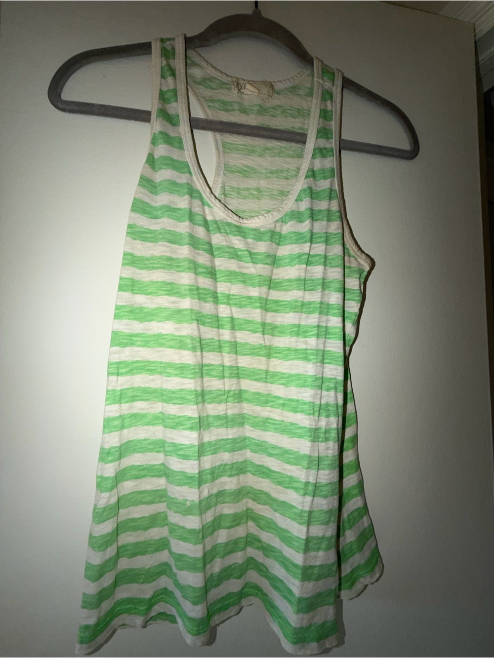 Green & White Striped Sleeveless Tank Top - Size Small